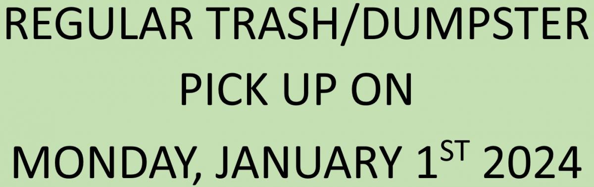 Solid Waste Holiday Schedule Notice