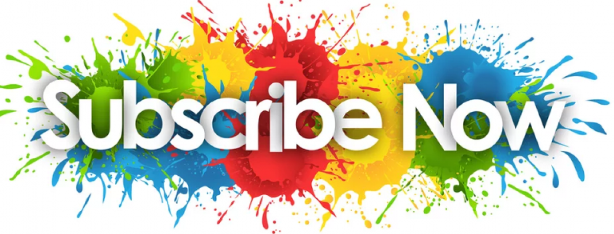 Image Subscribe Now behind rainbow paint splatter