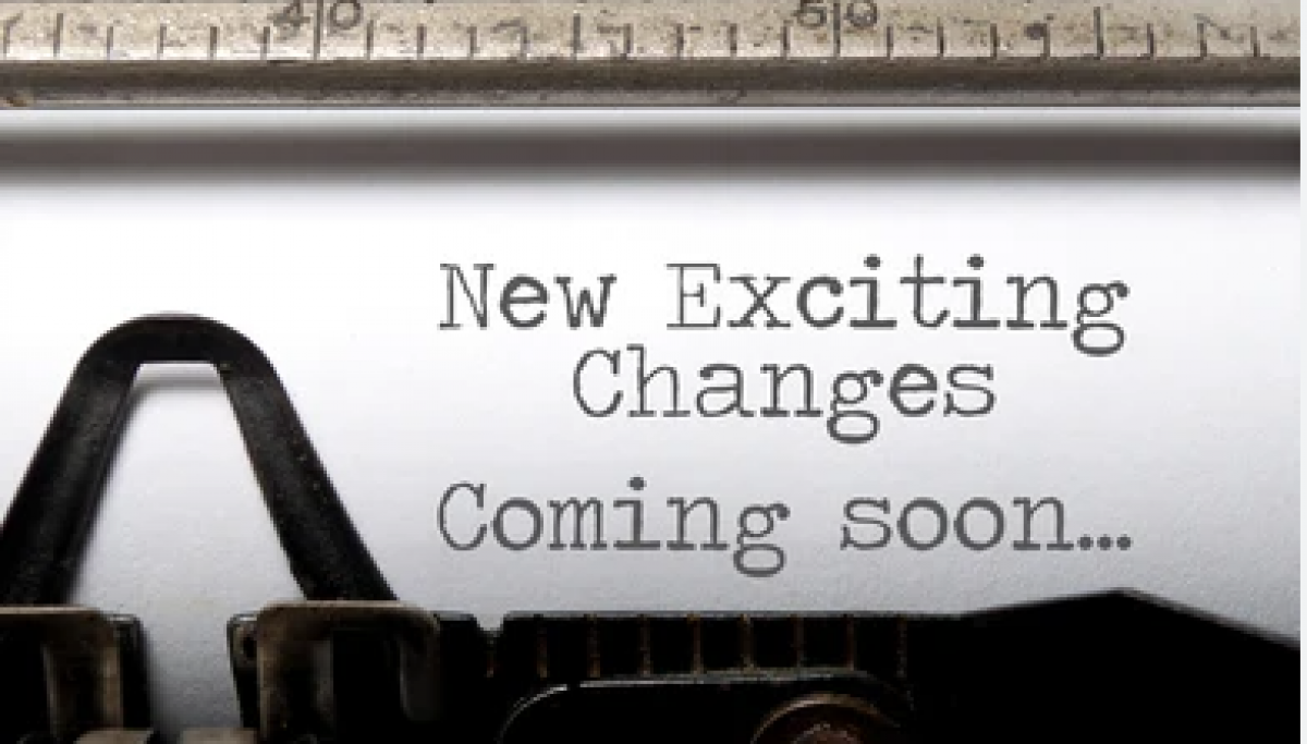 Image of a Type Writer with the words new exciting changes coming soon