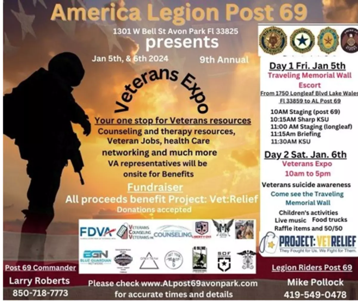 Infographic depicting event details for the Veterans Expo