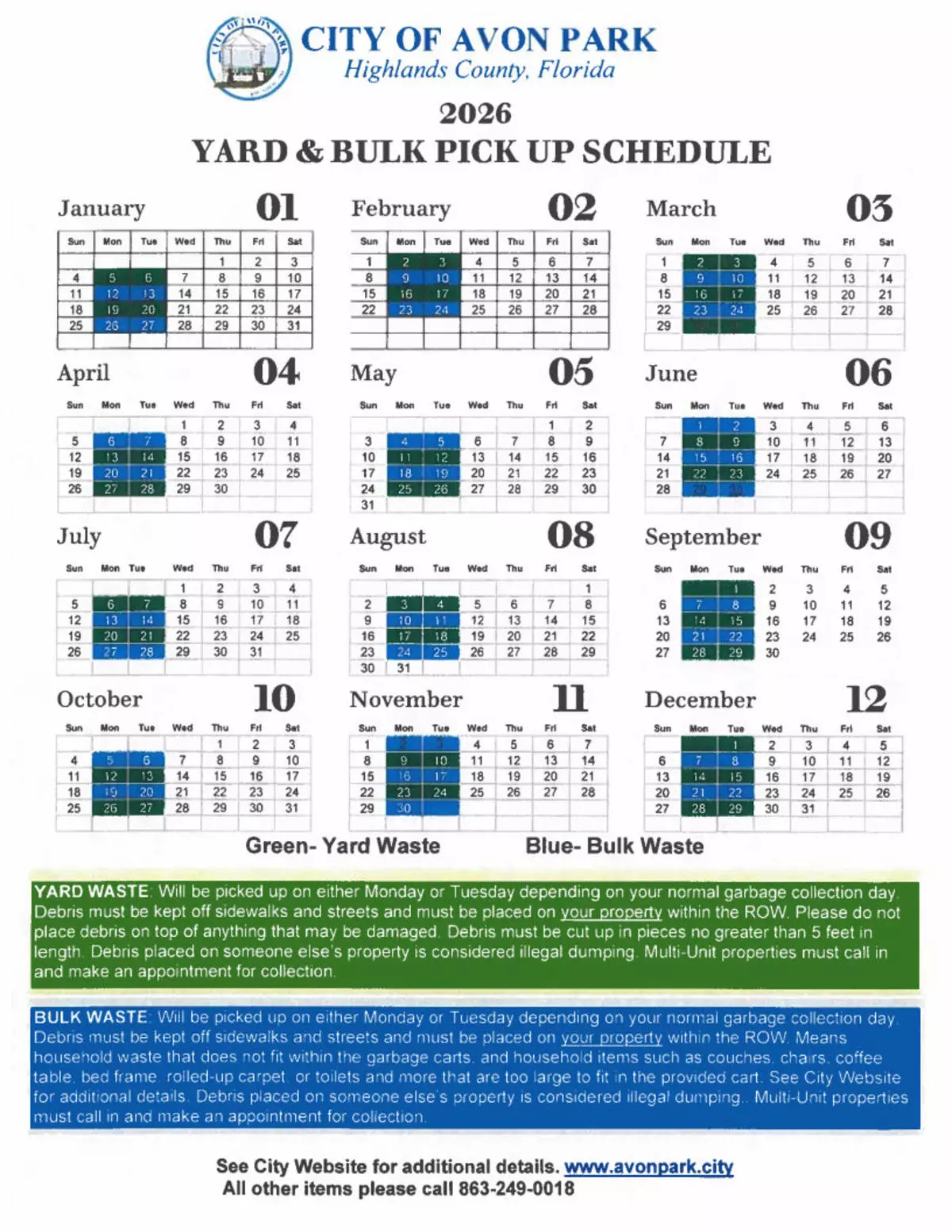 Solid waste schedule
